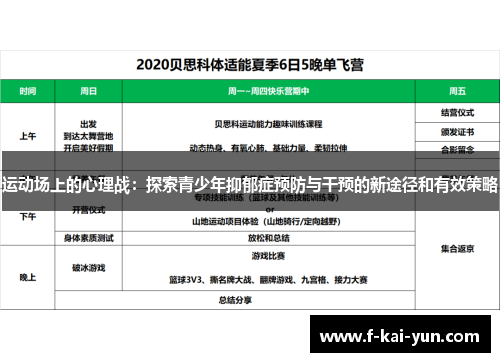 运动场上的心理战：探索青少年抑郁症预防与干预的新途径和有效策略